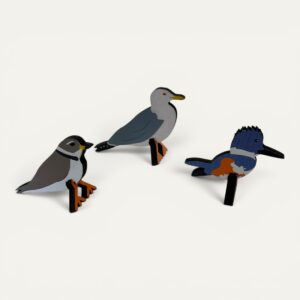 New England Shore Birds hero shot -- all three wooden shore birds assembled