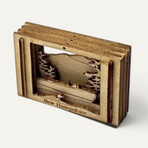 Right angle of the layered wooden New Hampshire Boat Museum Matchbox Miniature